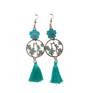 Pendientes Gato Floral Azul